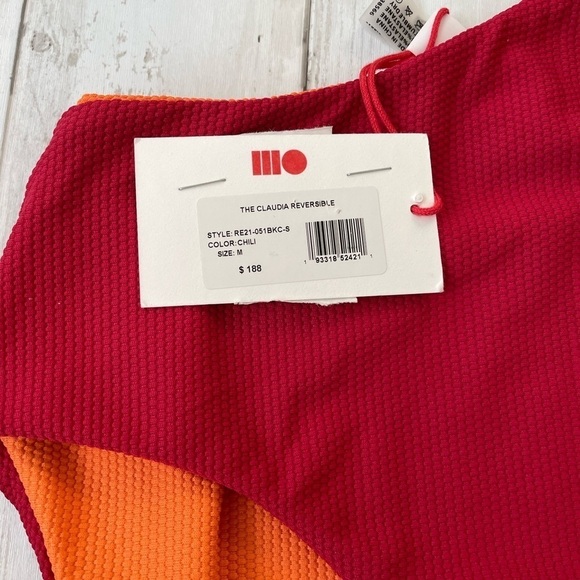 Solid & Striped women Claudia Reversible Asymmetric Swimsuit red orange M cutout - Picture 6 of 6